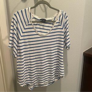 Tommy Hilfiger Blouse White Blue Striped L Blouse